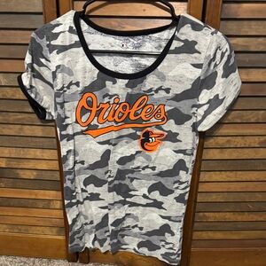 Baltimore Orioles Camo Scoop Neck Tee - Gray & Orange